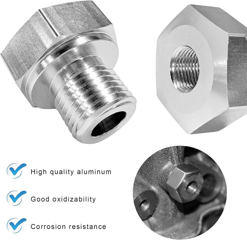MUQIDA LS Swap Oil Pressure Sensor Adapter, M16-1.5 to 1/8 NPT Thread Pipe Fitting Adapter with Washer, Aluminum Oil Pressure Gauge Fittings for LS Series Engines LS1 LSX LS3 - Image 4
